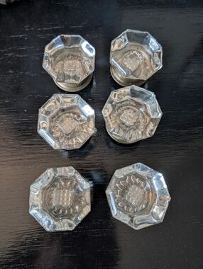 Vintage Glass Drawer Pulls Knobs Set of Six
